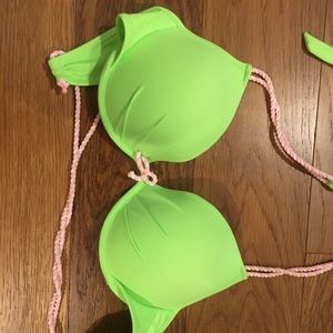 Bright green bikini top